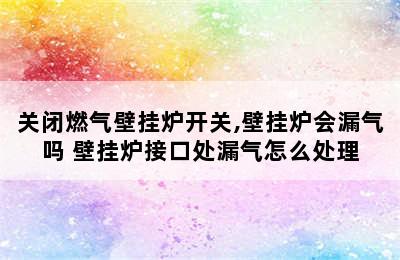 关闭燃气壁挂炉开关,壁挂炉会漏气吗 壁挂炉接口处漏气怎么处理